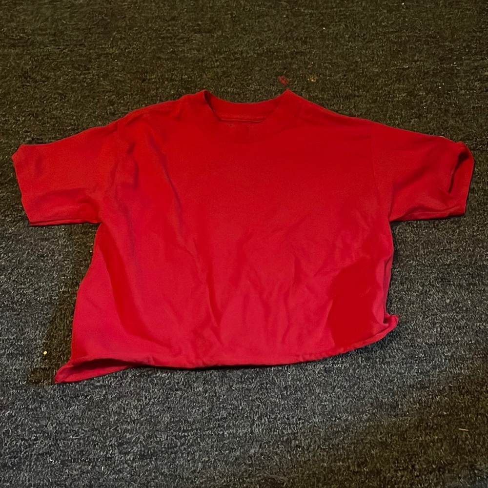 Cropped red champion t shirt